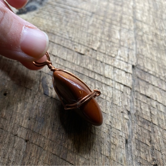Jasper Natural Form Polished Copper Wrapped Necklace Pendant - Picture 3 of 3